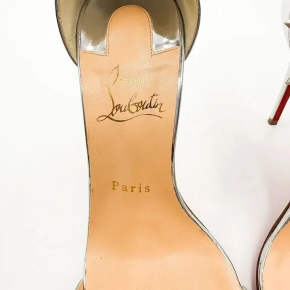 Christian Louboutin Planetava 100 Spike Silver Patent Leather EU 37 US 7 - Picture 11 of 11